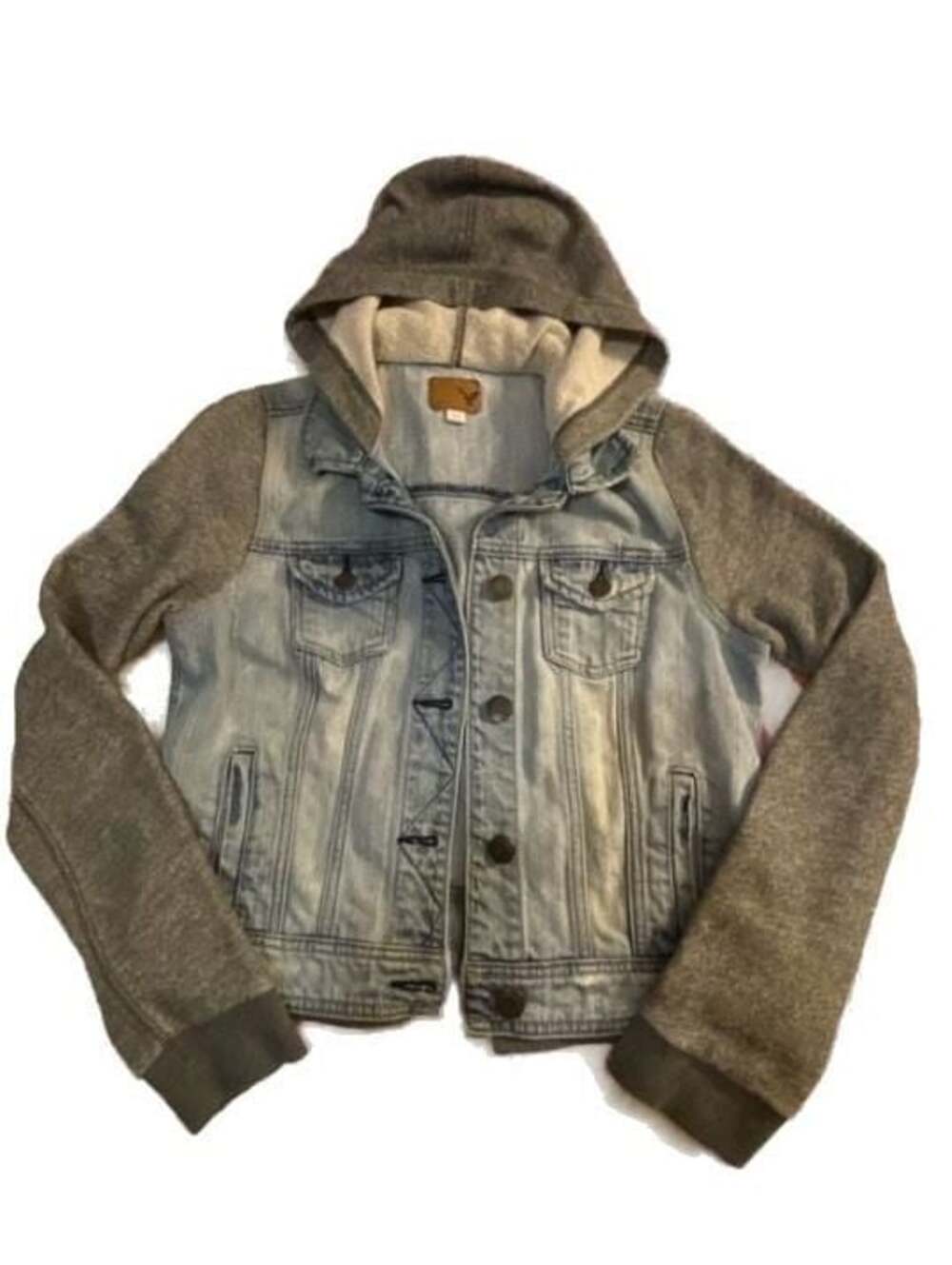 American Eagle Outfitters Denim Jacket with Hood Size M